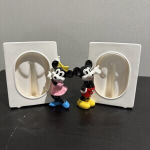 Vintage Walt Disney Mickey & Minnie Mouse Ceramic Picture Frame Japan **READ